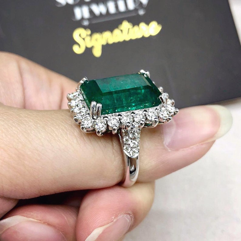 ENORMOUS 17.91TCW EMERALD Diamonds18k Solid White Gold | Etsy