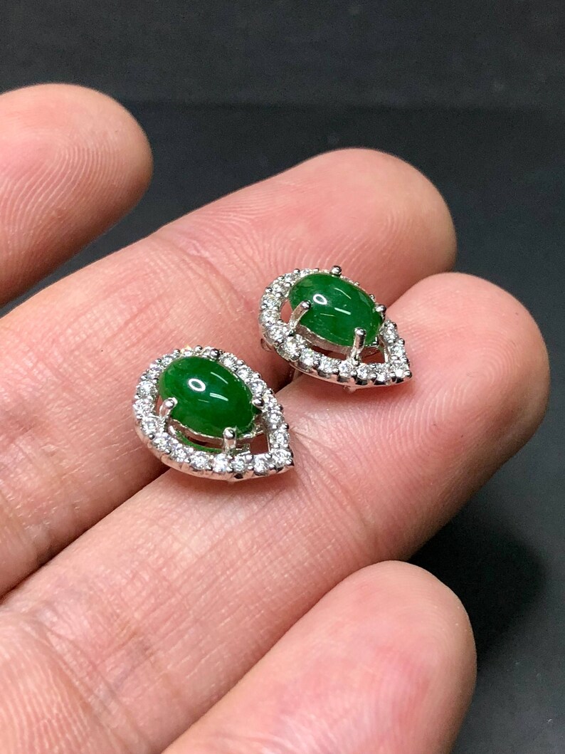 2.58TCW Burmese Jade & VS Diamonds in 18k solid white gold | Etsy