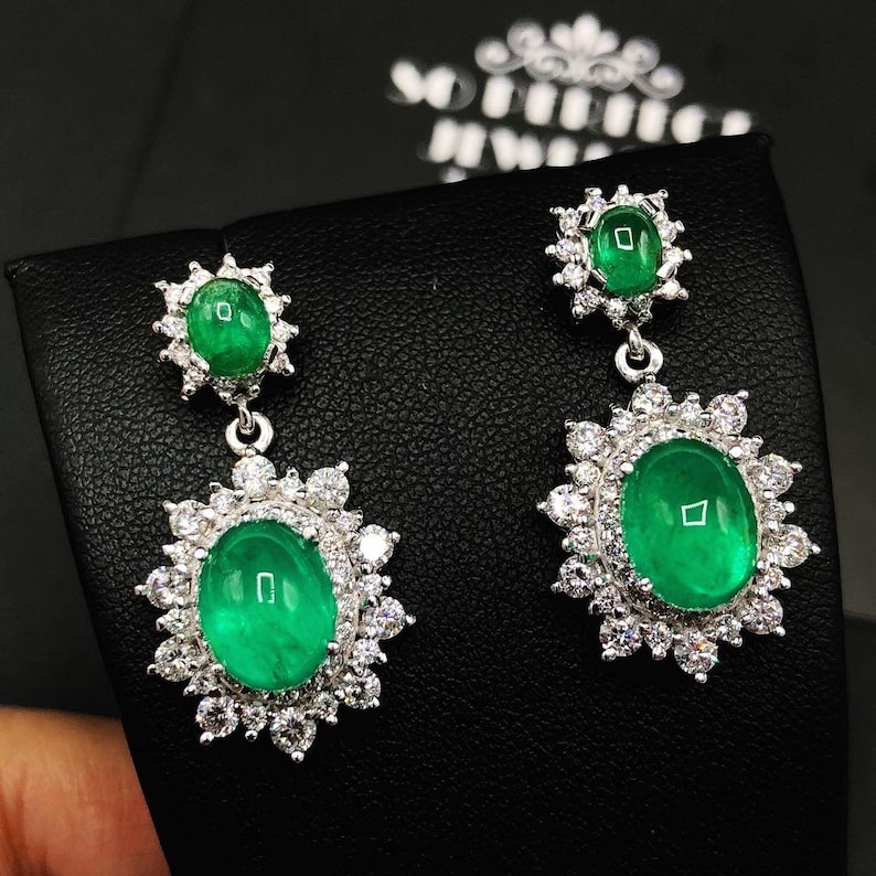 STUNNING 9.58TCW Emerald VS Diamonds in 18K Solid White Gold - Etsy