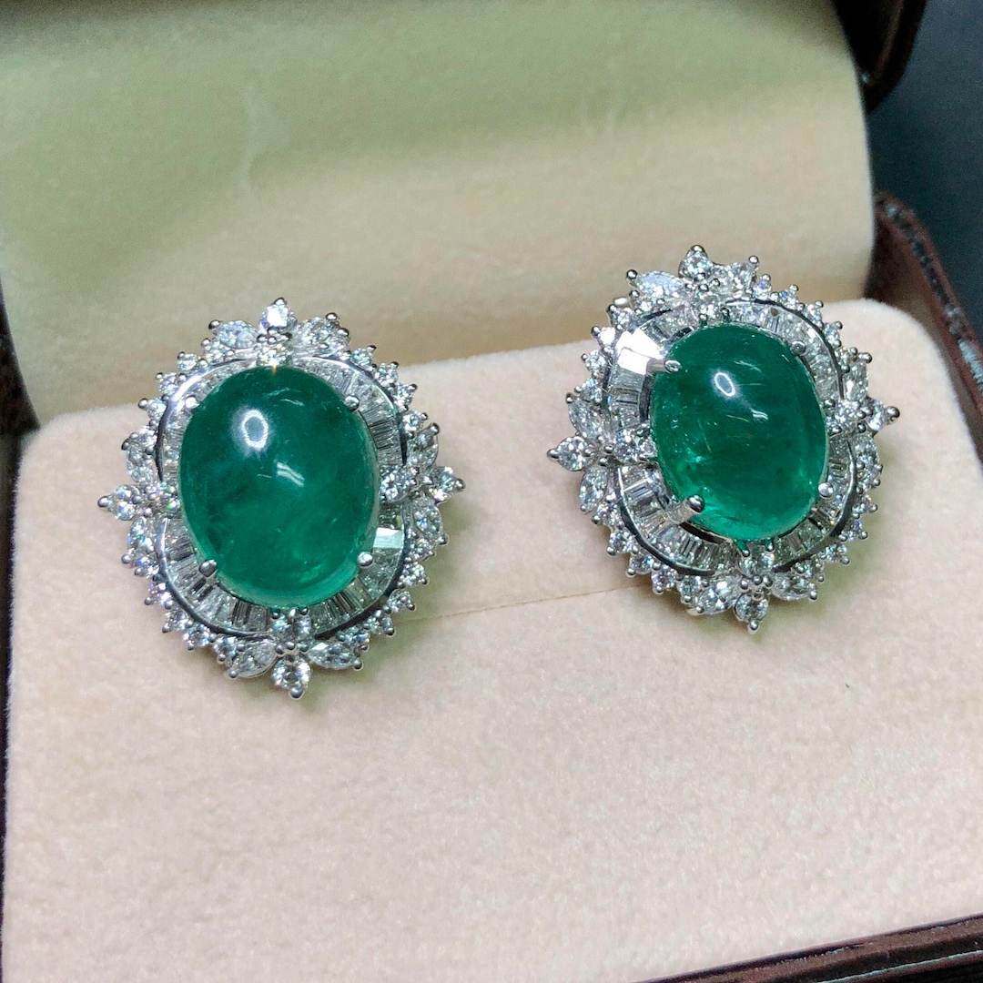 HUGE 10.08TCW Burmese Jade & VS Diamonds in 18k Solid White - Etsy