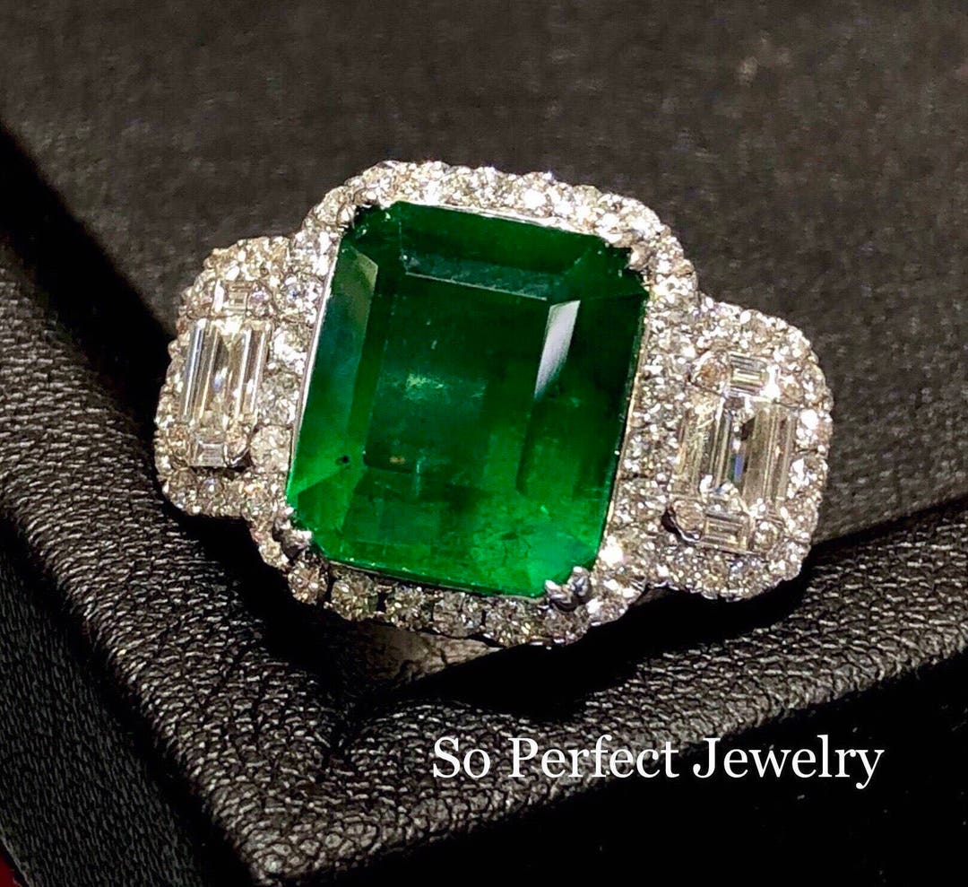 Genuine 10.54TCW Emerald & Diamonds in Handcrafted 18K Solid - Etsy