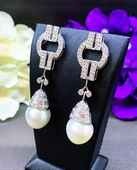 South sea pearl dangling earrings deals