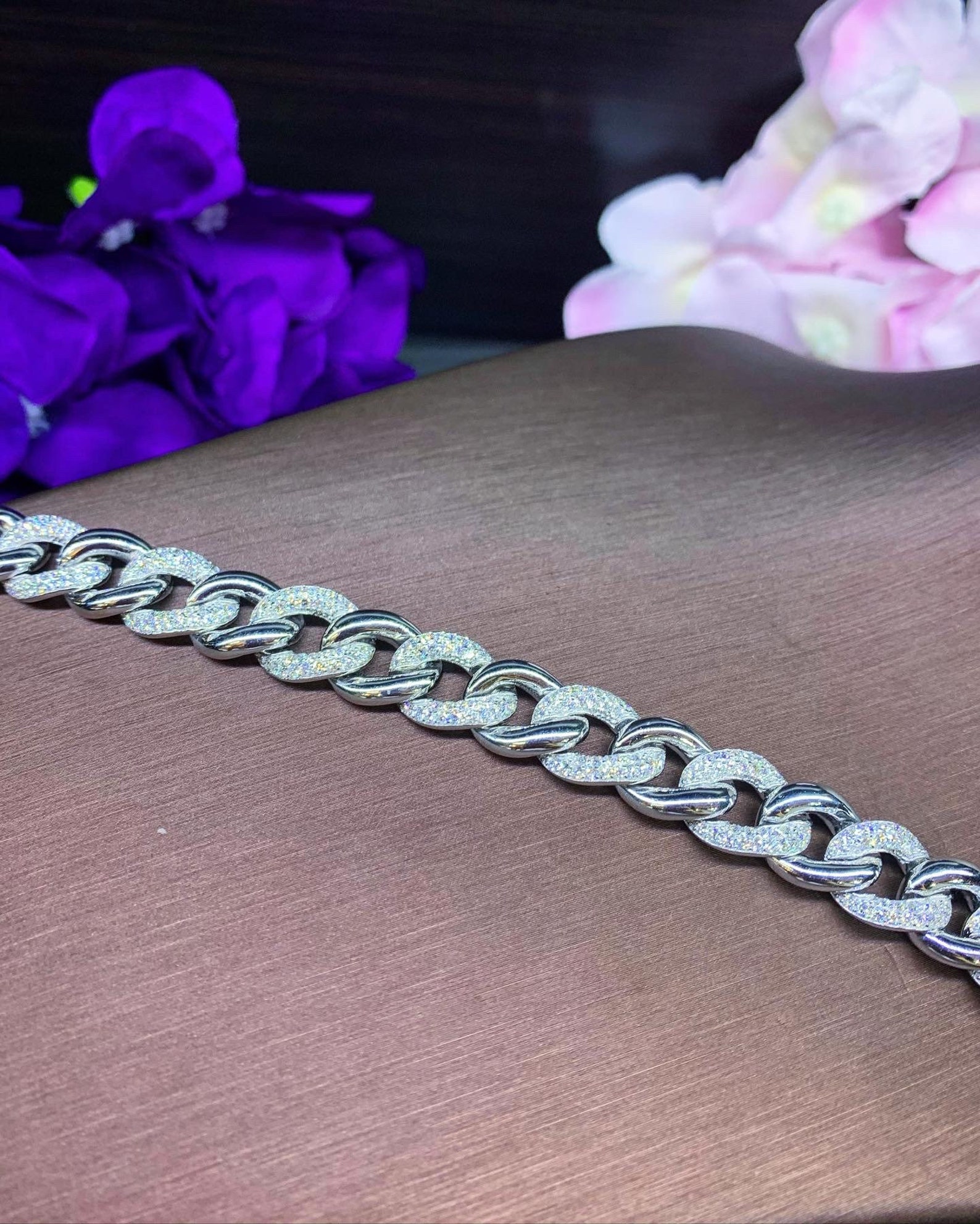 CHAIN! 2.75TCW F/VS Diamonds in 18K Solid White Pink Gold Bracelet ...