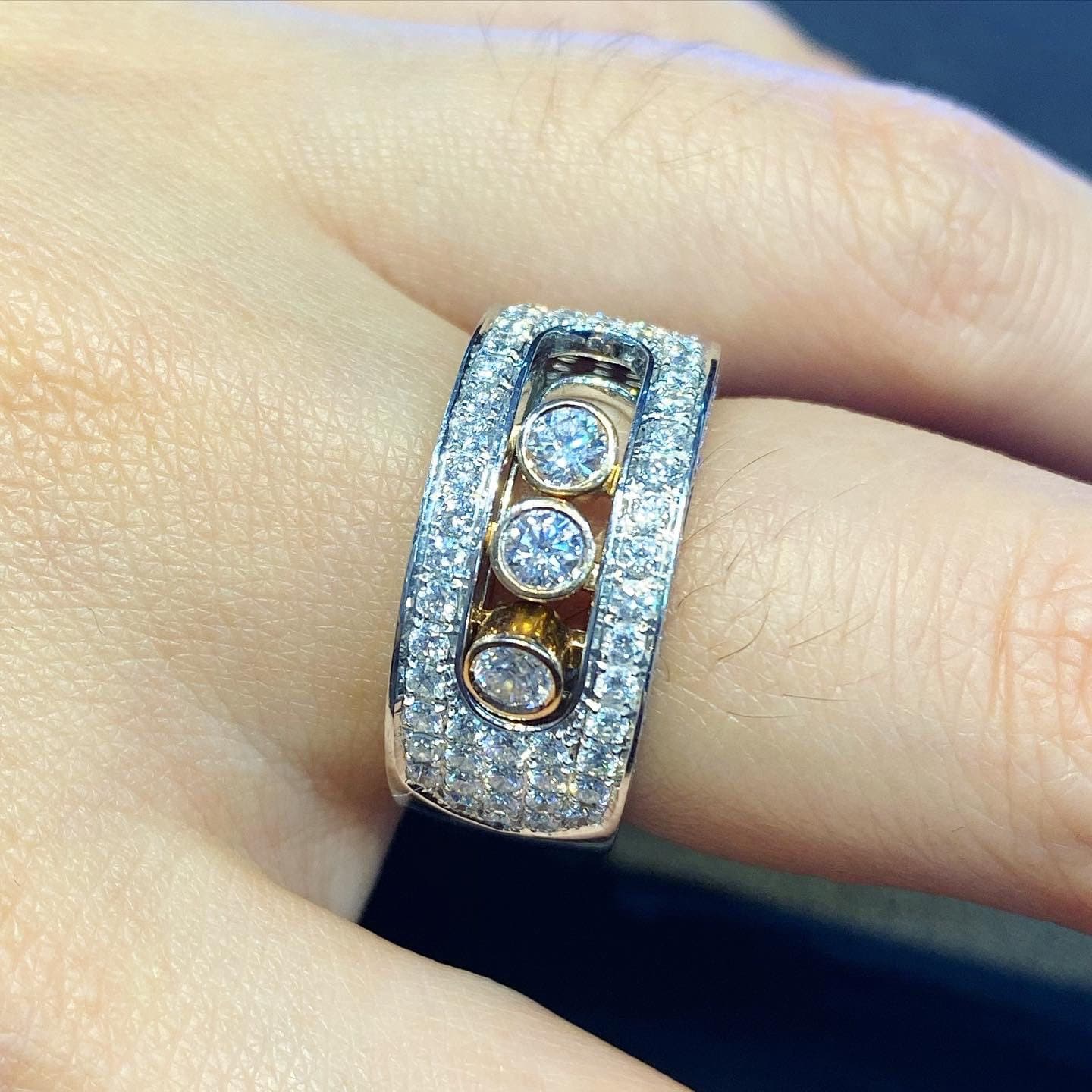 可動式！1.42TCW ナチュラル F/VS ダイヤモンド 18K ソリッド ホワイト