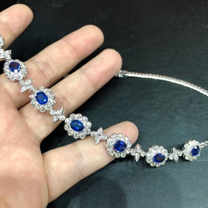 ROYAL! 23.70TCW CEYLON Blue Sapphire VS diamonds in 18K solid white gold handmade necklace natural wedding pendant huge estate sri lanka set