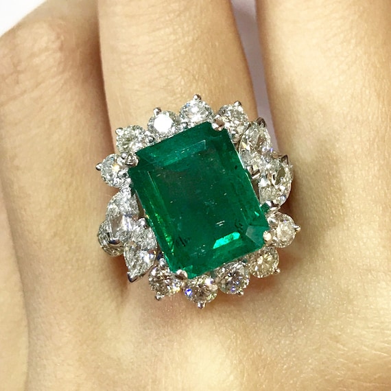 RESERVED 10.06TCW Emerald & Diamonds in Handcrafted 18K Solid | Etsy