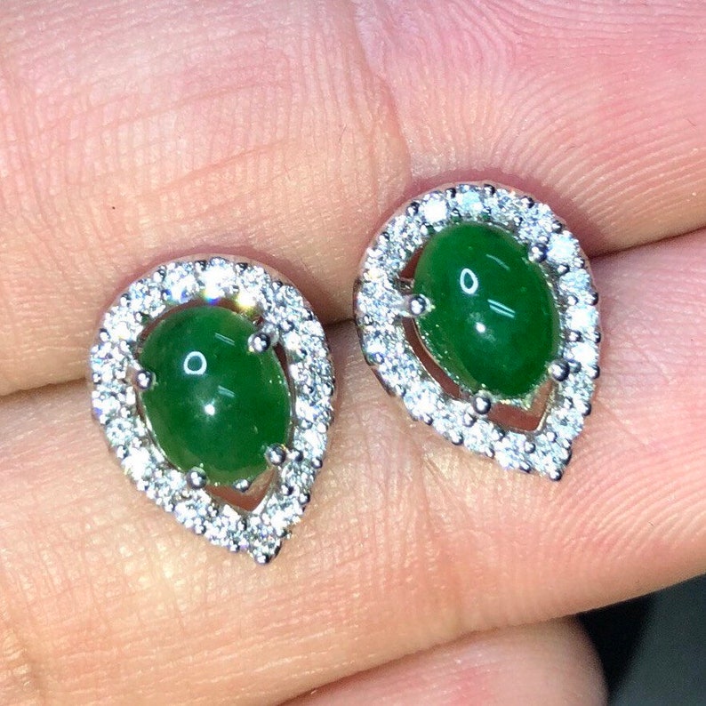 2.58TCW Burmese Jade & VS Diamonds in 18k solid white gold | Etsy