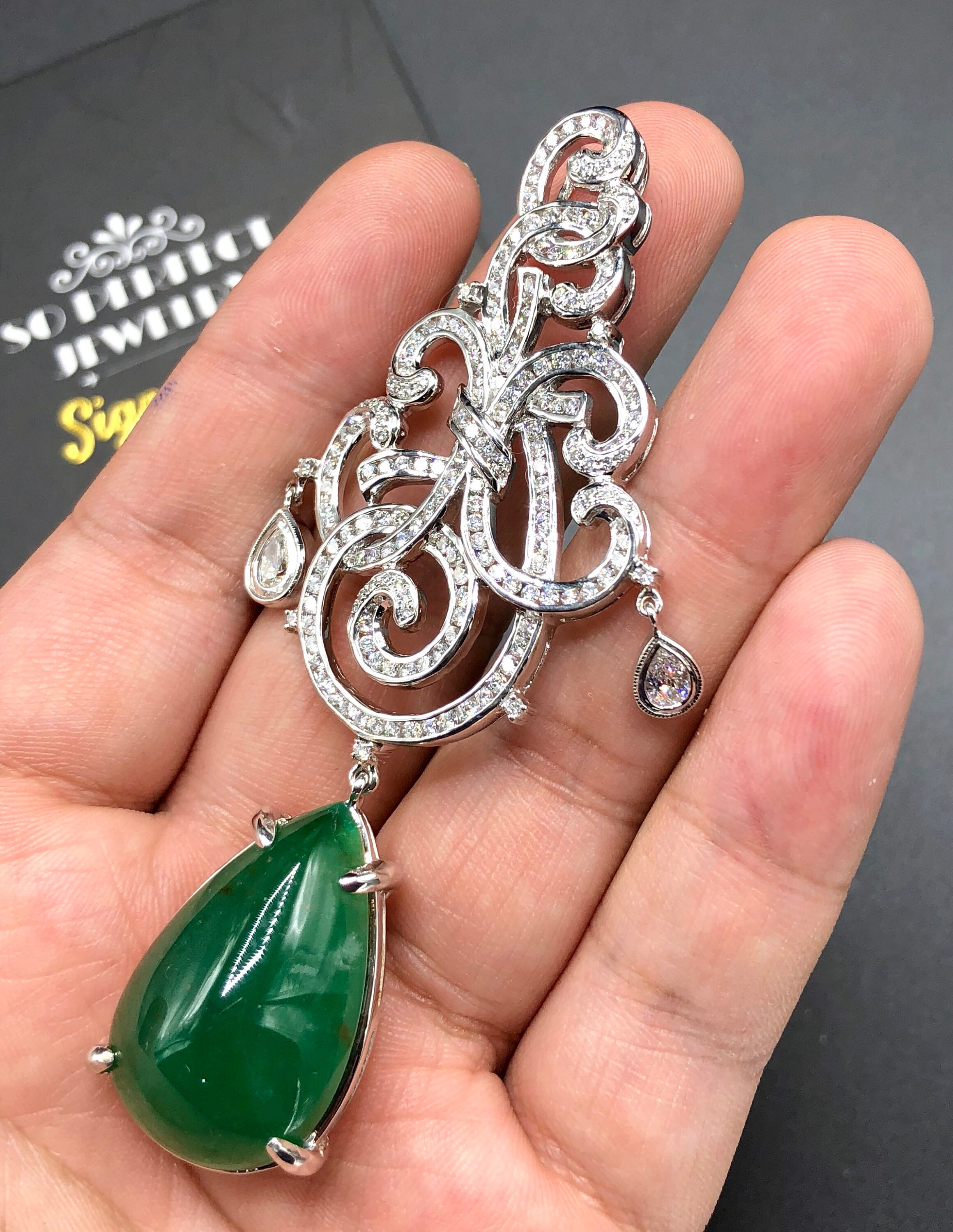 ENORMOUS! 48.45TCW Emerald & Diamonds 18K Solid White Gold ENORMOUS! 48.45TCW Emerald & Diamonds 18K Solid White Gold