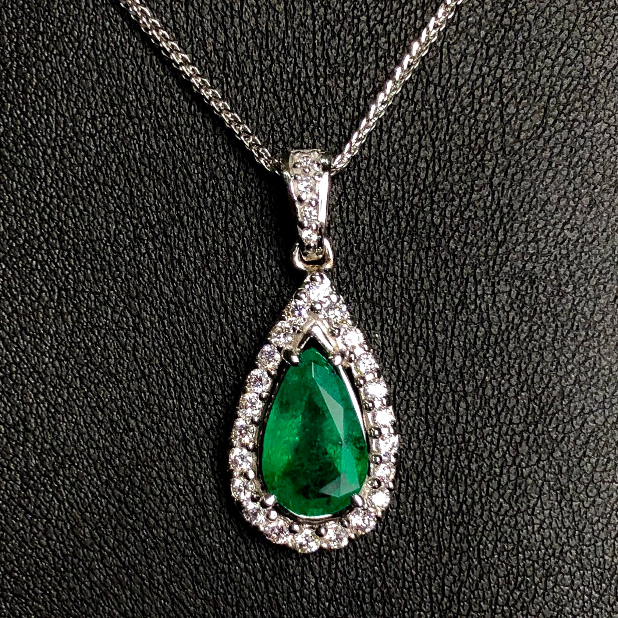 Natural 3.80TCW Emerald & Diamonds 18K solid white gold | Etsy