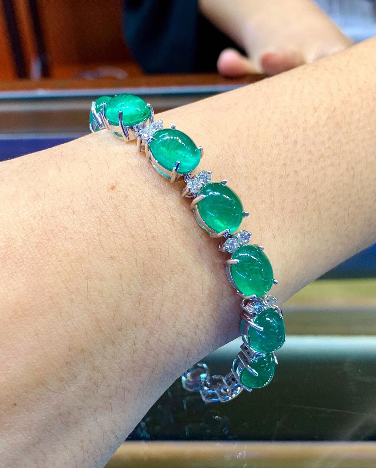 Bulgari Emerald & Diamond Bangle Bracelet - Eleuteri