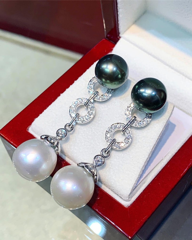 HUGE White South Sea Pearls VS Diamonds in 18K Solid White Etsy