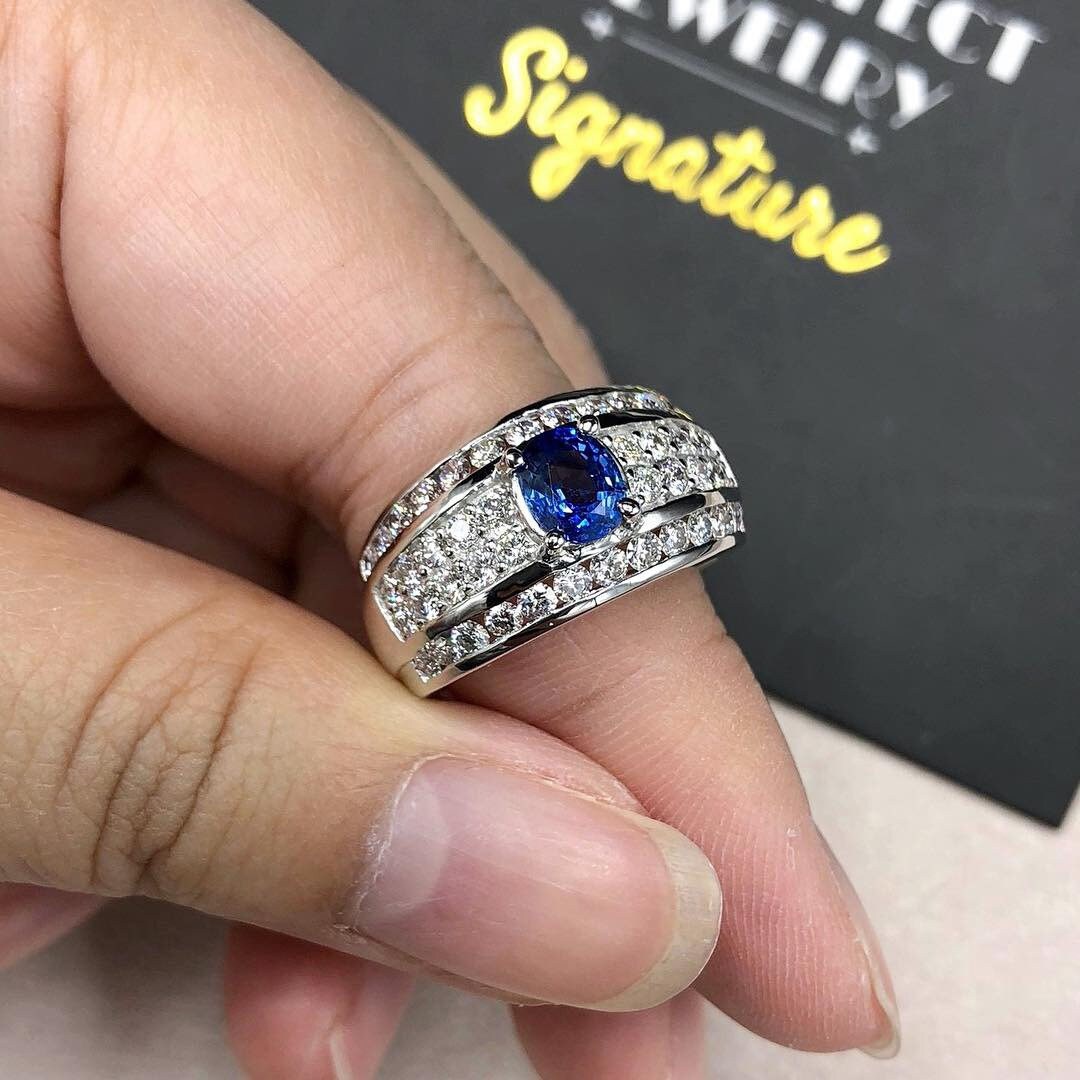 コロンのスナゴケ　10枚 UNISEX! 2.48TCW Natural Ceylon Blue Sapphire & Diamonds