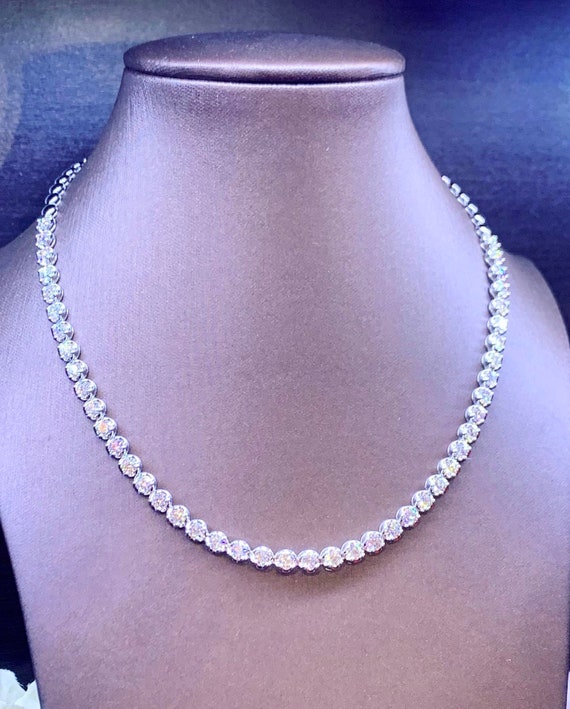 Platinum 14.58 Carat Diamond Riviera Necklace – Bella Rosa Galleries