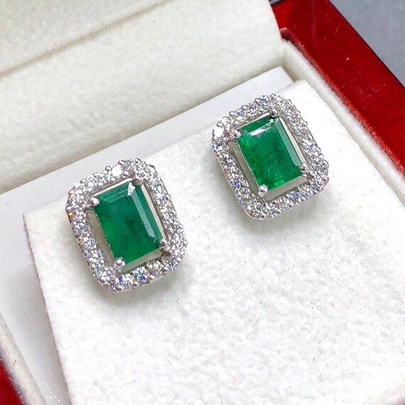 VIVID 2.43TCW Emerald VS Diamonds in 18K Solid White Gold | Etsy