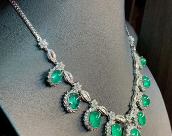 HUGE SET 41.89TCW Emerald Necklace Cabochon Zambian Natural