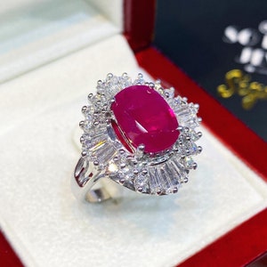 BURMESE 5.36TCW Natural Ruby & Diamonds in 18K Solid White - Etsy