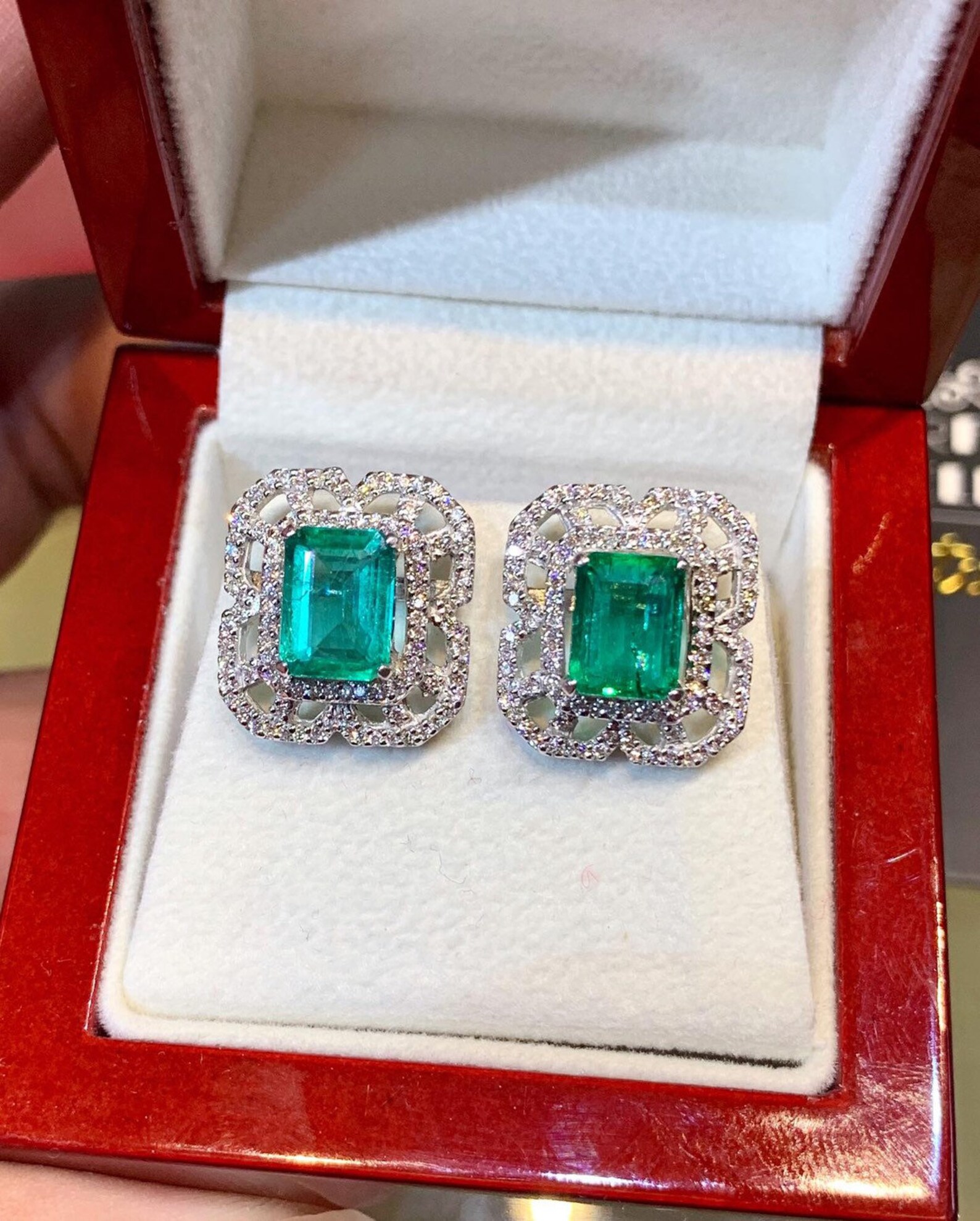 STUNNING 5.04TCW Emerald VS Diamond 18K Solid White Gold | Etsy