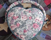 Heart Shaped Sewing Box, Floral Fabric and Wood We also have Corn Bags, Baby Quilts, Dog Toy, Tupperware, Pyrex, Cross Stitch, More Vintage