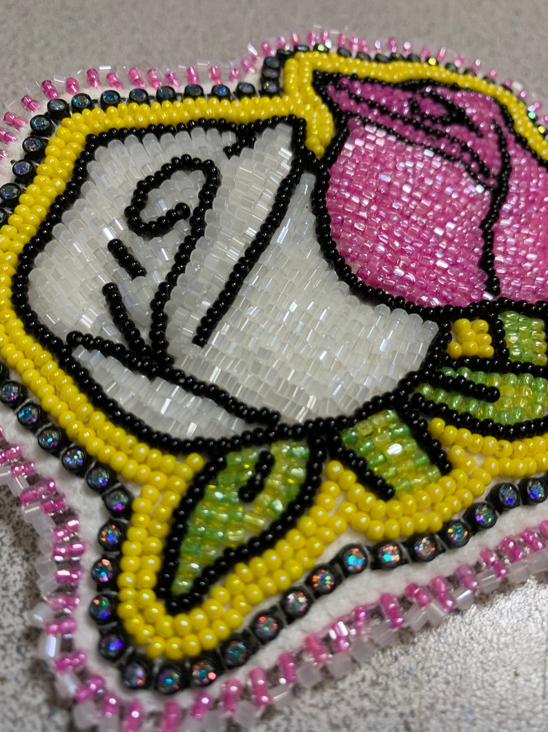 Beautifully beaded Hair Piece twin rose design in pink and Etsy