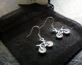 Bicycle Earrings Lovely Gift for Cyclists or Rider Present Ear Beautiful Silver plated wires suitable for pierced ears alloy charm