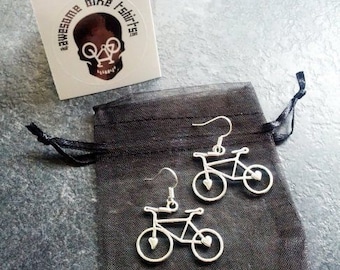 Bike Earrings Lovely Gift for Cyclists or Bike Rider Present Ear Beautiful Silver plated wires suitable for pierced ears alloy charm