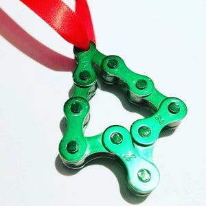 Christmas Bicycle Chain Tree Decoration Handmade Gift will be loved by any Cyclist or Bike Rider Xmas Bike Gift or Secret Santa idea Cycle