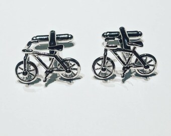 Bicycle Cufflinks Mountain Biker or Cyclist Gift Cuff links Gift Idea Novelty Cycle Theme Formal Wear Weddings Dress Up 3D Bike Jewellery
