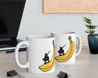 Skateboard Banana Coffee Mug - Birthday Christmas Gift Funny Mug Skateboard Gift theme Skater Tea Cup Morning Mug