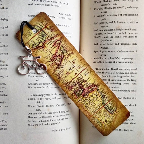 Travel Map Bookmark Bike Tour Gift for Cycle Rider made for Touring Cyclist Book Reader Bookworm Bicycle