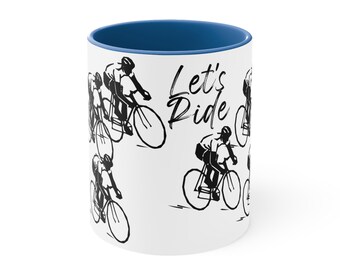 Let's Ride Coffee Mug Gift Present - Lovely Christmas or Birthday Present for Bike Bicycle Cycle Rider Roadie or Biker Run