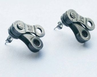 Bicycle Earrings Lovely Gift for Cyclists or Rider Present Ear Beautiful Silver plated wires suitable for pierced ears Upcycled Chain Charm