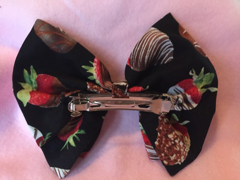 Chocolate Covered Strawberry Bow Barrette