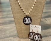 Wooden monogram best sale necklace