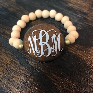 Wood Bracelet | Monogram Bracelet | Wood Monogram Bracelet | Monogram Jewelry | Gifts for Her | Bracelets for Women | Bridesmaid Gifts