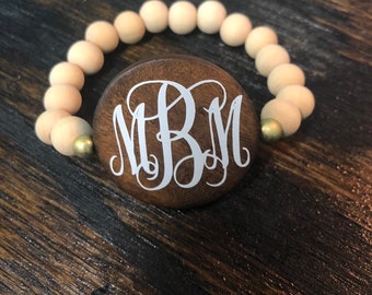 Wood Bracelet | Monogram Bracelet | Wood Monogram Bracelet | Monogram Jewelry | Gifts for Her | Bracelets for Women | Bridesmaid Gifts