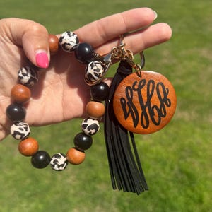 Leopard Key Ring | Bangle Bracelet Keychain | Key Ring Bracelet | Key Rings for Women | Key Ring Bangle | Monogrammed Bracelet Key Ring