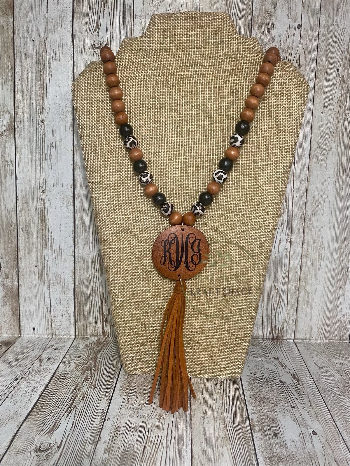 Wooden hotsell monogram necklace