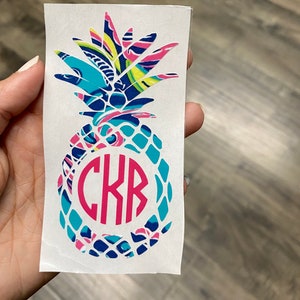 Lily Print Pineapple Decals | Custom Decals | Personalized Decals | Pineapple Monograms | Monogrammed Pineapple Decals | Lilly Decals