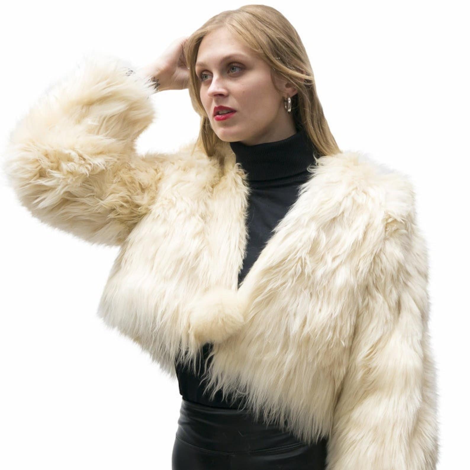 100 Handmade Alpaca Fur Coat Jacket Elegant Genuine Etsy