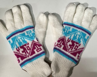 Gants d'hiver chauds et réversibles faits main en alpaga mélangé, homme, femme,