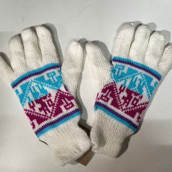 Handmade Warm Winter Reversible Alpaca Blend Knitted Gloves, Men, Women's,