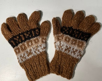 Baby Handmade Warm Winter Alpaca Blend Knitted Gloves Kids Children