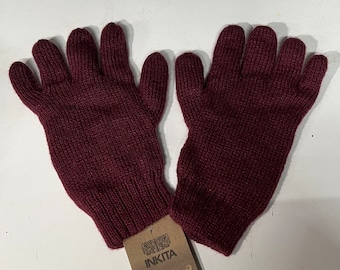 Plain Handmade Warm Winter Reversible Alpaca Blend Knitted Gloves, Men, Women's,