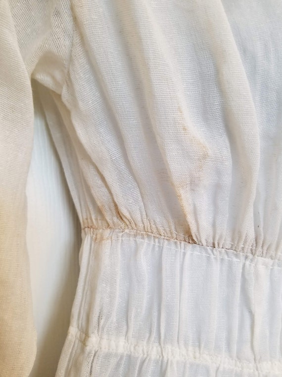 Edwardian Dress Cotton Muslin Off White Small Size - image 7