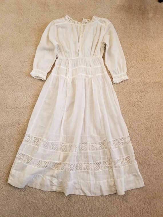 Edwardian Dress Cotton Muslin Off White Small Size - image 5