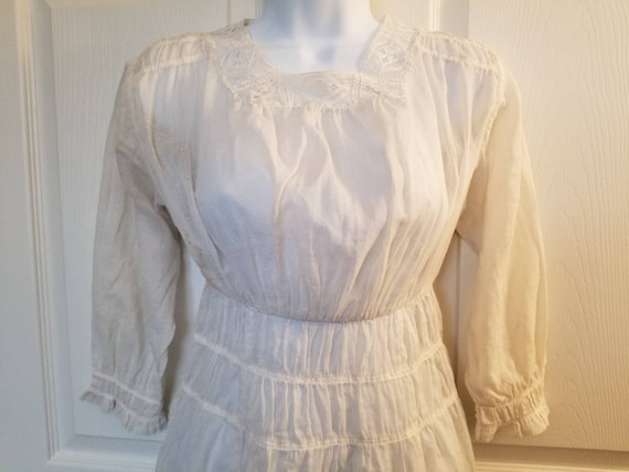 Edwardian Dress Cotton Muslin Off White Small Size - image 2