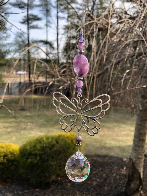 Attrape-soleil Papillon En Cristal à Suspendre - Longueur 30 Cm - Pour Fenêtre, Rétroviseur Voiture Ou Décoration Intérieure - Effet Arc-en-ciel