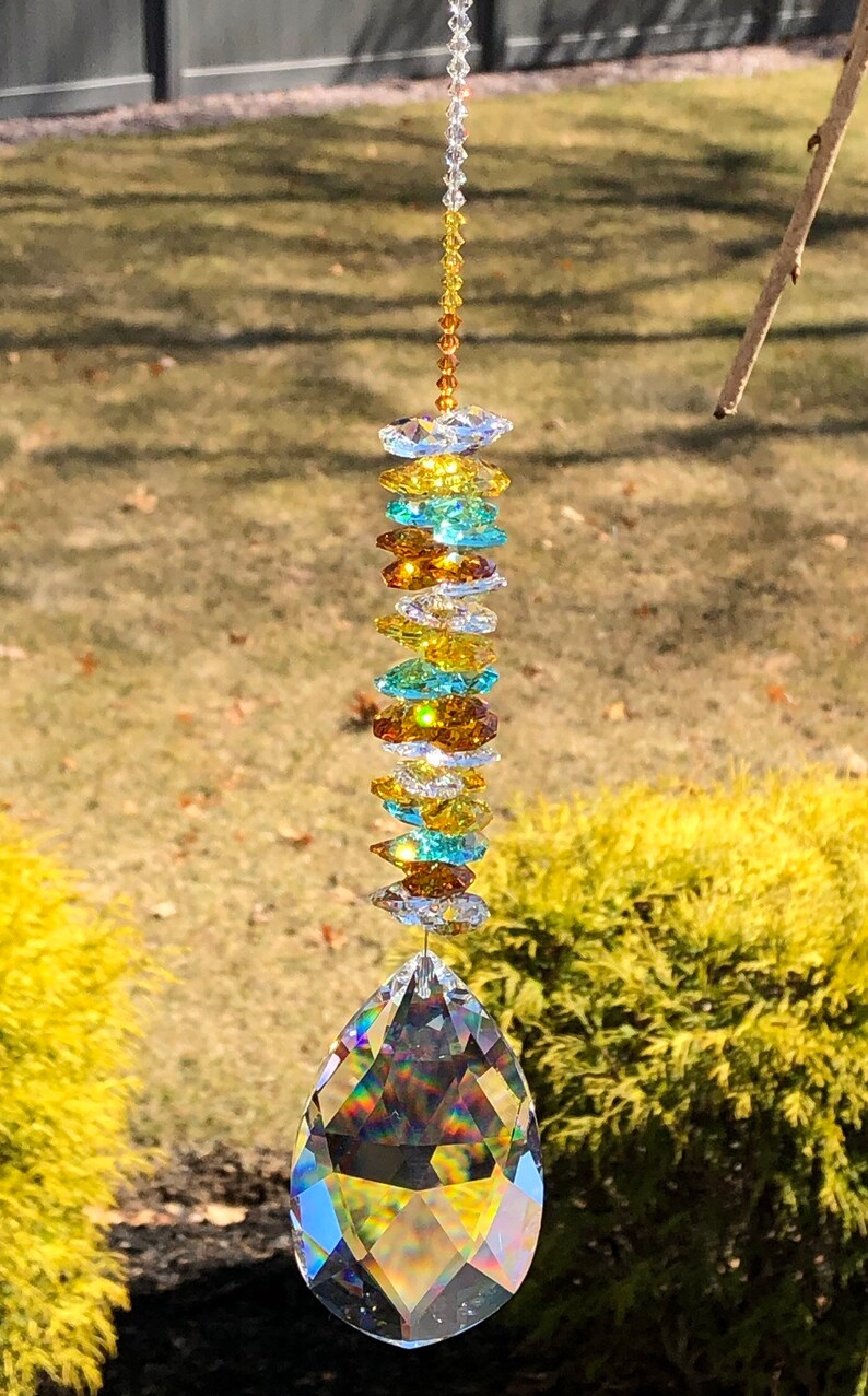 Large Crystal Suncatcher for Windows Rainbow Maker Multi Etsy