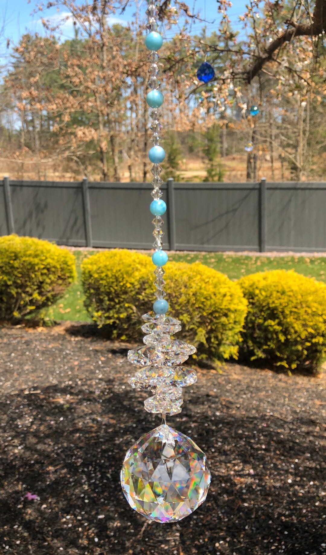 Angelite Crystal Suncatcher for Windows, Feng Shui Crystal, Rainbow ...