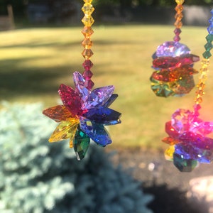 Chakra Crystal Suncatcher, Car Suncatcher, Rainbow Maker, Swarovski Hanging Crystal, Rear View Mirror Crystal, Car Ornament, Hanging Prism